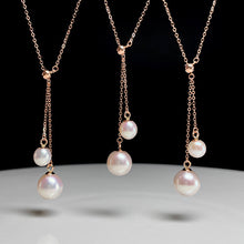 Load image into Gallery viewer, LUOWEND 18K Rose Gold Real Natural Pearl Necklace for Women
