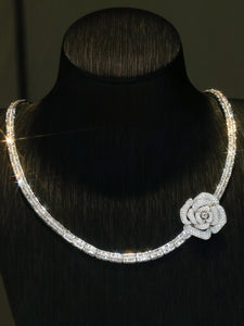 LUOWEND 18K White Gold Natural Diamond Pendant for Women
