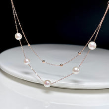 Load image into Gallery viewer, LUOWEND 18K Rose Gold Real Natural Pearl Necklace for Women
