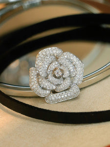 LUOWEND 18K White Gold Natural Diamond Pendant for Women