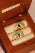 Load image into Gallery viewer, LUOWEND 18K Yellow Gold Real Natural Emerald Ring for Women
