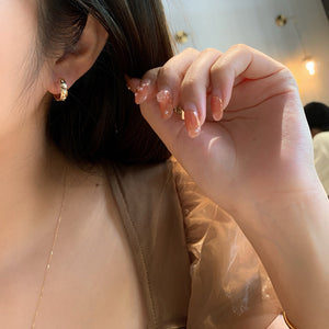 LUOWEND 18K Yellow Gold Natural Diamond Earrings for Women
