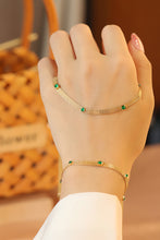 Load image into Gallery viewer, LUOWEND 18K Yellow Gold Real Natural Emerald Bracelet&amp;Necklace for Women
