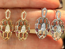 Load image into Gallery viewer, LUOWEND 18K White/Yellow Gold Natural Ruby Earrings for Women
