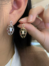 Load image into Gallery viewer, LUOWEND 18K White/Yellow Gold Natural Ruby Earrings for Women
