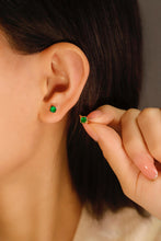 Load image into Gallery viewer, LUOWEND 18K Yellow Gold Real Natural Emerald Earrings for Women
