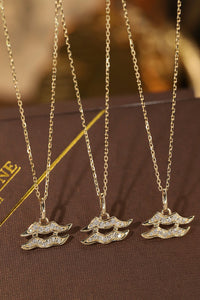 LUOWEND 18K White or Yellow Gold Natural Diamond Necklace for Women