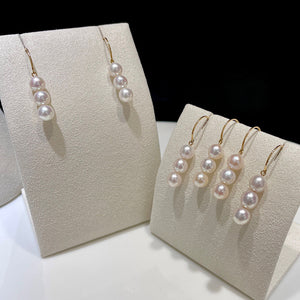 LUOWEND 18K Yellow Gold Real Natural Freshwater Pearl Earrings for Women