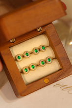 Load image into Gallery viewer, LUOWEND 18K Yellow Gold Real Natural Emerald and Diamond Gemstone Earrings for Women

