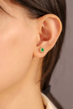 Load image into Gallery viewer, LUOWEND 18K Yellow Gold Real Natural Emerald and Diamond Gemstone Earrings for Women
