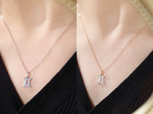 LUOWEND 18K White or Yellow Gold Natural Diamond Necklace for Women