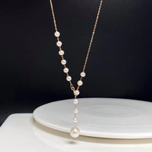 Load image into Gallery viewer, LUOWEND 18K Yellow Gold Real Natural Freshwater Pearl Necklace for Women
