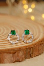 Load image into Gallery viewer, LUOWEND 18K White Gold Real Natural Emerald and Diamond Gemstone Earrings for Women
