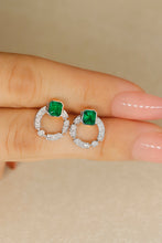 Load image into Gallery viewer, LUOWEND 18K White Gold Real Natural Emerald and Diamond Gemstone Earrings for Women
