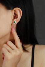 Load image into Gallery viewer, LUOWEND 18K White Gold Real Natural Emerald and Diamond Gemstone Earrings for Women
