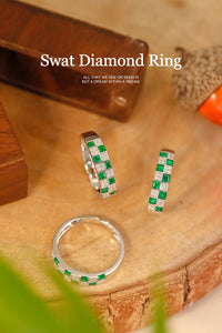 LUOWEND 18K White Gold Real Natural Emerald Ring for Women