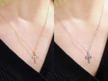 Load image into Gallery viewer, LUOWEND 18K White or Yellow Gold Natural Diamond Necklace for Women
