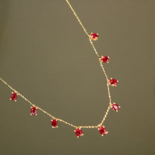 Load image into Gallery viewer, LUOWEND 18K Yellow Gold Natural Ruby Necklace for Women
