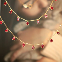 Load image into Gallery viewer, LUOWEND 18K Yellow Gold Natural Ruby Necklace for Women
