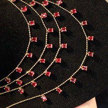 Load image into Gallery viewer, LUOWEND 18K Yellow Gold Natural Ruby Necklace for Women
