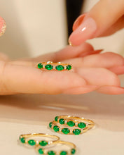 Load image into Gallery viewer, LUOWEND 18K Yellow Gold Real Natural Emerald Ring for Women
