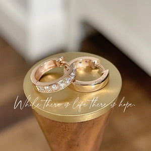 LUOWEND 18K White/Rose/Yellow Gold Real Natural Diamond Hoop Earrings for Women