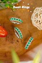 Load image into Gallery viewer, LUOWEND 18K White Gold Real Natural Diamond&amp;Emerald Ring for Women
