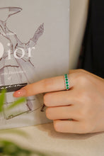 Load image into Gallery viewer, LUOWEND 18K White Gold Real Natural Diamond&amp;Emerald Ring for Women
