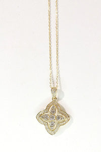 LUOWEND 18K Yellow Gold Natural Diamond Pendant Necklace for Women
