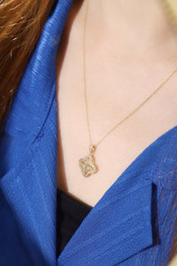 LUOWEND 18K Yellow Gold Natural Diamond Pendant Necklace for Women