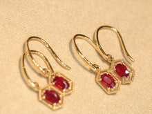 Load image into Gallery viewer, LUOWEND 18K Yellow Gold Natural Ruby Earrings for Women

