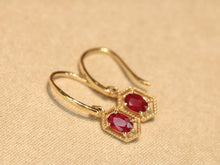 Load image into Gallery viewer, LUOWEND 18K Yellow Gold Natural Ruby Earrings for Women
