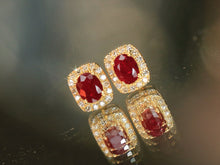 Load image into Gallery viewer, LUOWEND 18K Yellow Gold Natural Ruby Earrings for Women
