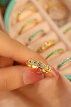 Load image into Gallery viewer, LUOWEND 18K Yellow Gold Real Natural Emerald Ring for Women
