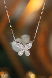LUOWEND 18K White Gold Natural Diamond Pendant Necklace for Women