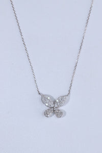 LUOWEND 18K White Gold Natural Diamond Pendant Necklace for Women