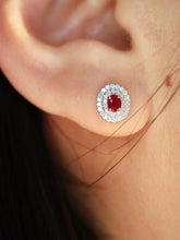 Load image into Gallery viewer, LUOWEND 18K White Gold Natural Ruby Earrings for Women
