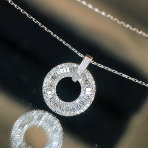 LUOWEND 18K White Gold Natural Diamond Necklace for Women
