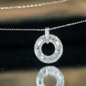 LUOWEND 18K White Gold Natural Diamond Necklace for Women