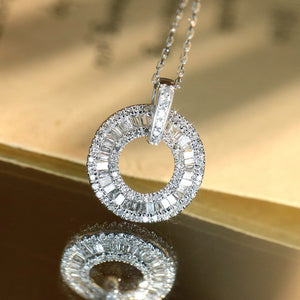 LUOWEND 18K White Gold Natural Diamond Necklace for Women