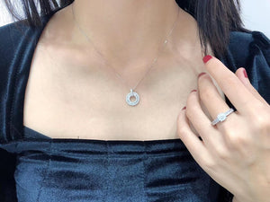 LUOWEND 18K White Gold Natural Diamond Necklace for Women