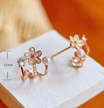 Load image into Gallery viewer, LUOWEND 18K Rose Gold Real Natural Diamond Stud Earrings for Women
