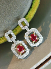 Load image into Gallery viewer, LUOWEND 18K White Gold Natural Ruby Earrings for Women
