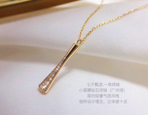 LUOWEND 18K Yellow or Rose Gold Real Natural Diamond Pendant Necklace for Women