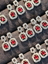 Load image into Gallery viewer, LUOWEND 18K White Gold Natural Ruby Earrings for Women
