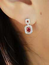 Load image into Gallery viewer, LUOWEND 18K White Gold Natural Ruby Earrings for Women
