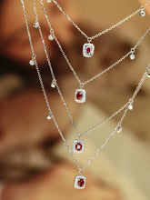 Load image into Gallery viewer, LUOWEND 18K White Gold Natural Ruby Necklace for Women
