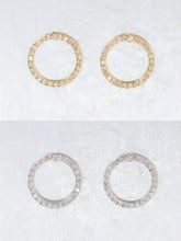 Load image into Gallery viewer, LUOWEND 18K White or Yellow Gold Natural Diamond Earrings for Women
