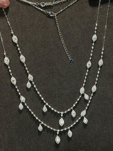 LUOWEND 18K White Gold Natural Diamond Necklace for Women