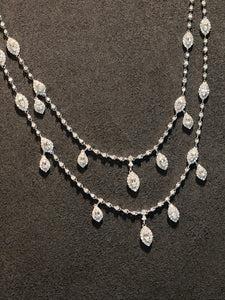LUOWEND 18K White Gold Natural Diamond Necklace for Women